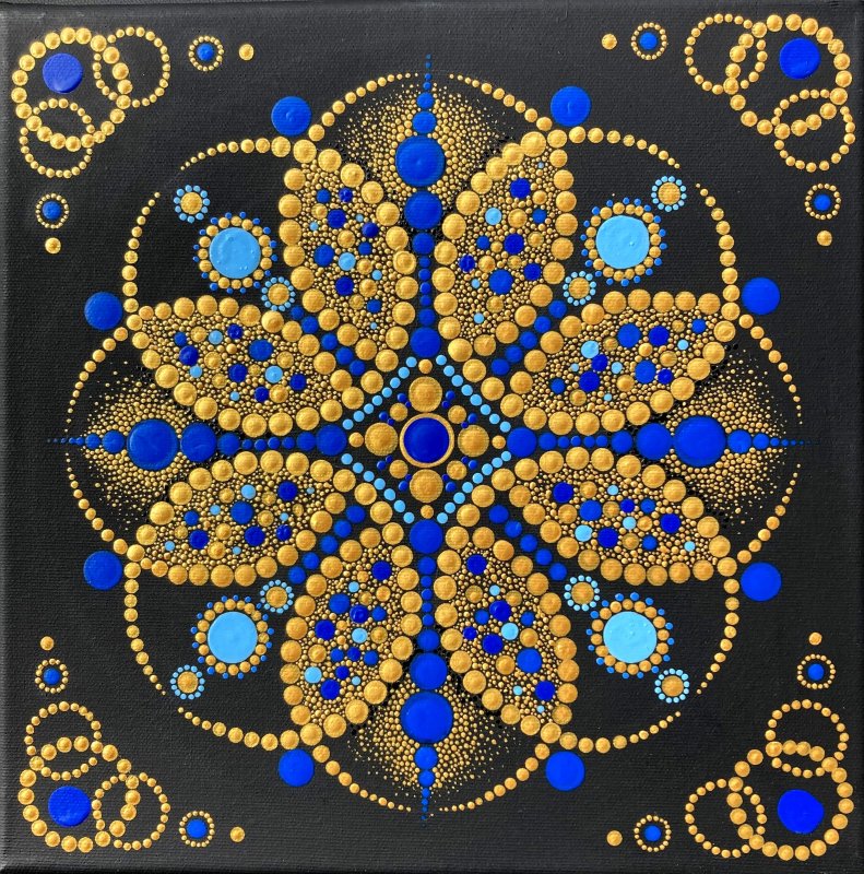 Zlatomodrá mandala Višudha 30x30