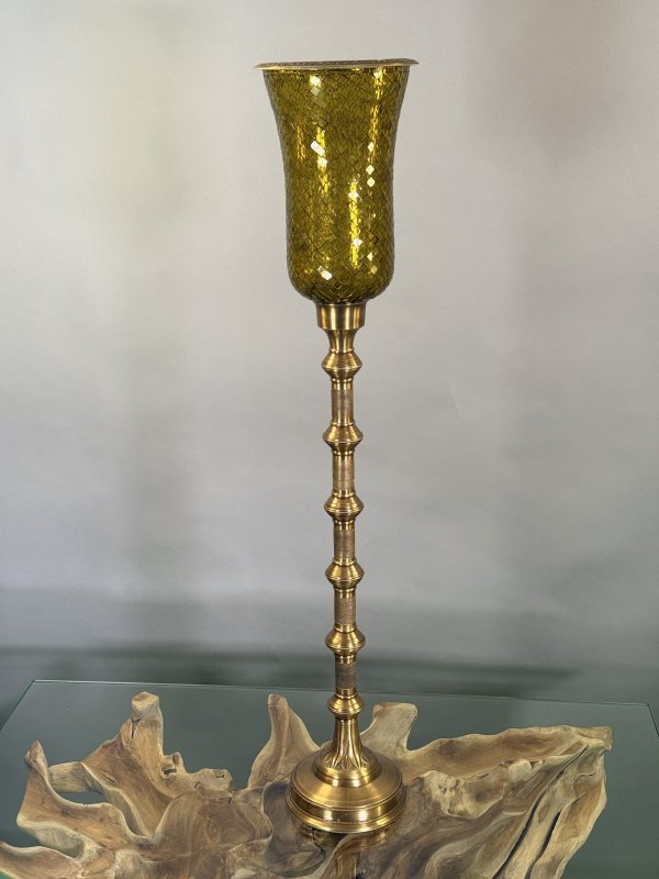 Svícen Indie sklo a mosaz 102 cm