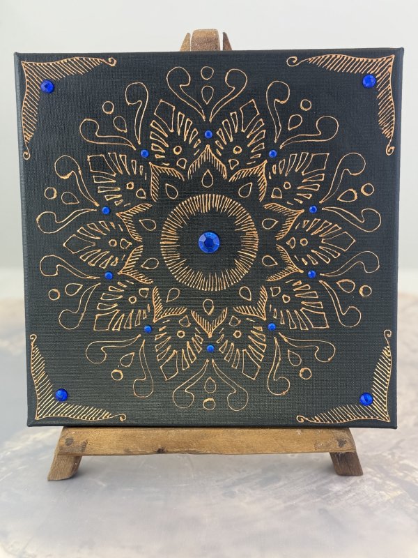 Ručně malovaná Mandala 25x25 cm