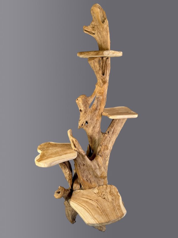 Kočičí škrabadlo z kořenového teaku – 185 cm, voskovaný Teak