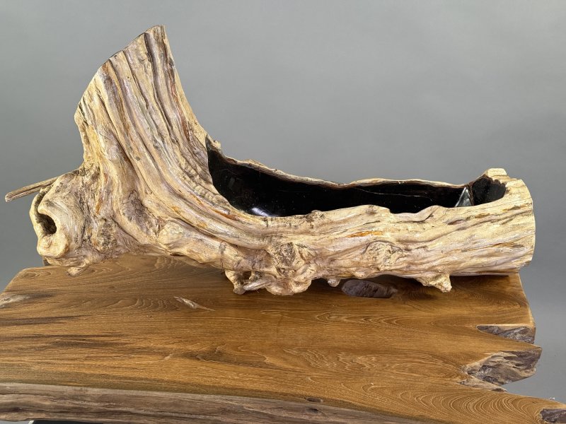 Teaková mísa z kořene s uměleckou povrchovou úpravou – 80 cm