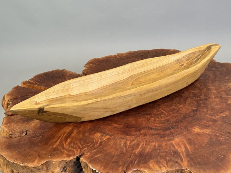 Přírodní mísa z teakového kořenového dřeva „Člun“ – voskovaná, 70 cm