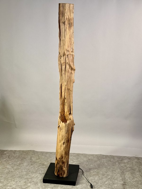 Podlahová lampa z dutého teakového dřeva – ruční výroba Jáva, 180 cm