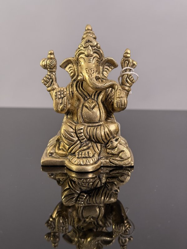 Ganéša – kovová odlévaná soška ze severní Indie (7,5 cm)