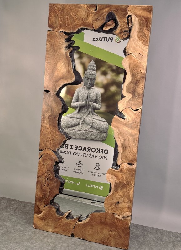 Masivní zrcadlo z teakového kořene 180×80 cm, Jáva