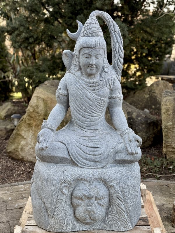 Socha Šiva z říčního kamene 100 cm (ručně tesaná, Jáva)