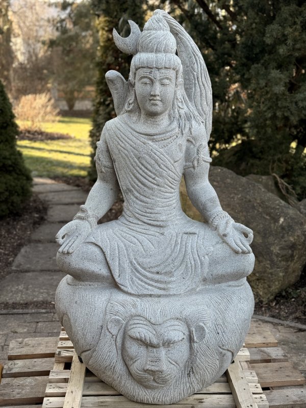 Monumentální kamenná socha Šivy 130 cm z říčního kamene (Jáva)